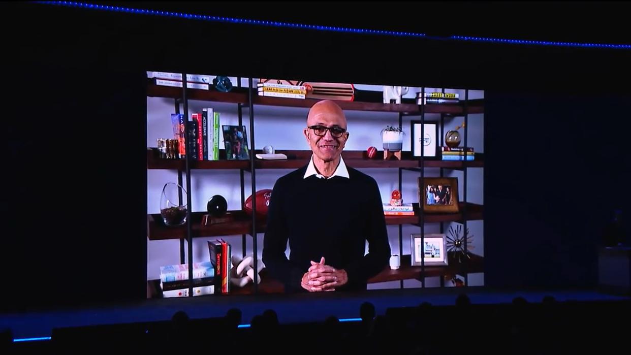  Image of Satya Nadella speaking at IFS Connect 2024. 