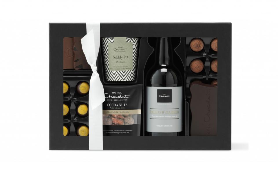 <p><a rel="nofollow noopener" href="http://www.hotelchocolat.com/uk/the-beer-hamper-/beer-chocolate-collection.html" target="_blank" data-ylk="slk:Hotel Chocolat, £25;elm:context_link;itc:0;sec:content-canvas" class="link ">Hotel Chocolat, £25</a> </p>