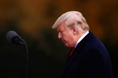 U.S. President Donald Trump visits the Suresnes American Cemetery as part of the Paris commemoration ceremony for Armistice Day, 100 years after the end of the First World War, France, November 11, 2018.  REUTERS/Christian Hartmann/Pool