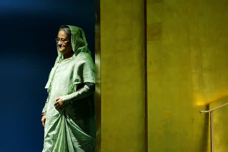 FILE PHOTO: Bangladeshi Prime Minister Sheikh Hasina arrives to address the 73rd session of the United Nations General Assembly at U.N. headquarters in New York, U.S., September 27, 2018. REUTERS/Eduardo Munoz/File Photo