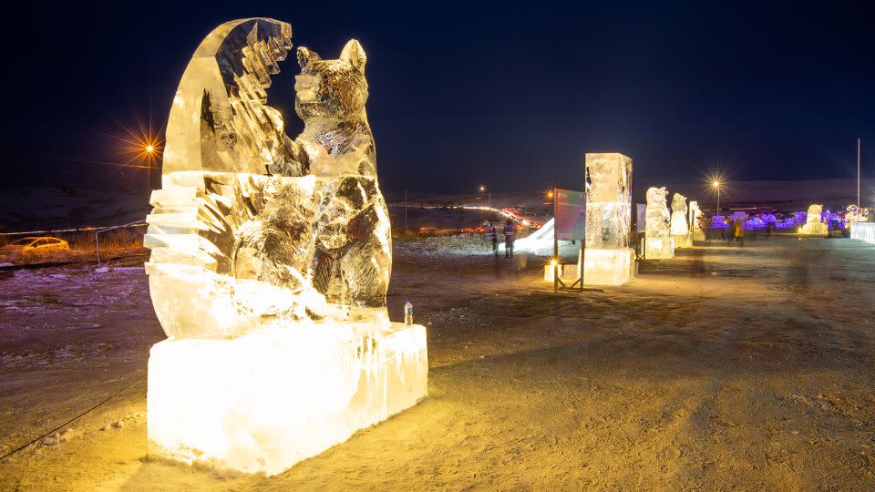 The festival includes 52 ice sculptures that were carved in the form of the country's endangered Gobi bears. - Ministry of Culture/Ministry of Environment and Tourism, Government of Mongolia