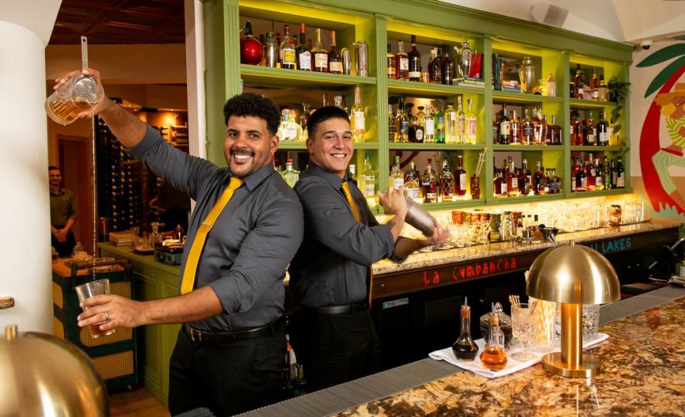 Bartenders at La Cumbancha in Miami Lakes. The cocktail program is overseen by Julio Cabrera of Café La Trova in Little Havana.
