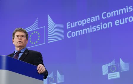 U.S. Chief Negotiator Dan Mullaney takes part in a news conference after the 12th round of EU-US trade negotiations for the Transatlantic Trade and Investment Partnership (TTIP) at the EU Commission headquarters in Brussels, Belgium, February 26, 2016. REUTERS/Yves Herman