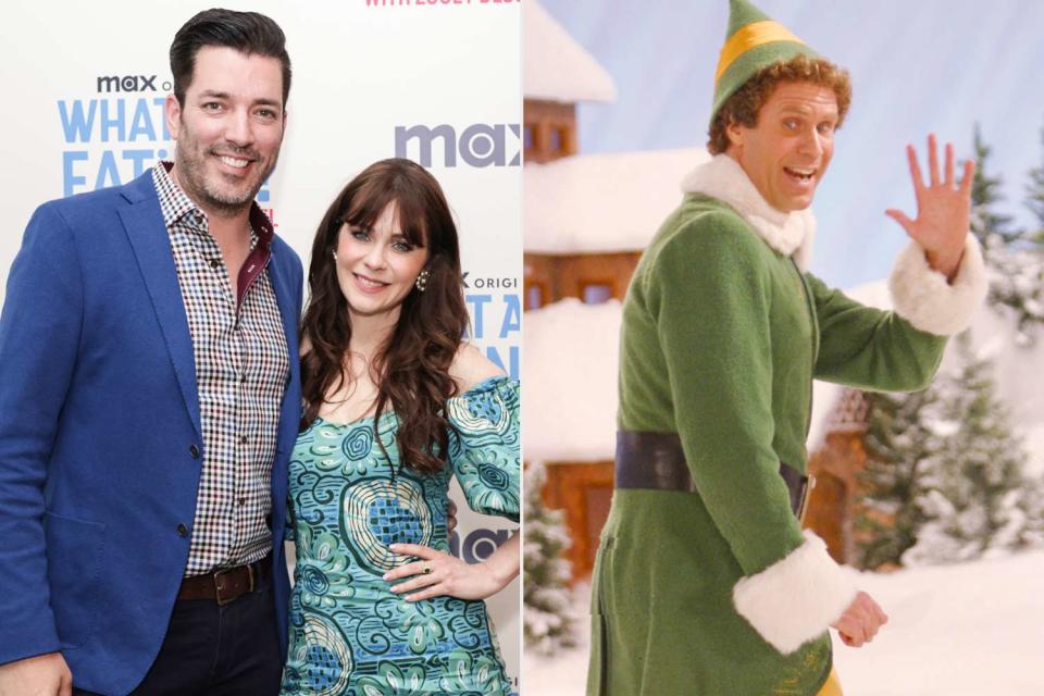 <p>Anna Webber/Variety via Getty; Alan Markfield/New Line Prods/Kobal/Shutterstock</p> Jonathan Scott and Zooey Deschanel; Will Ferrell in <em>Elf</em> (2003)