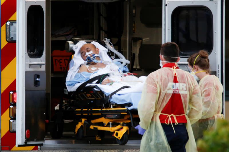 Patients from the Zaandam of the Holland America Line cruise ship, afflicted with coronavirus disease (COVID-19), in Fort Lauderdale