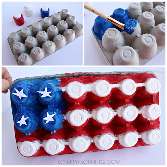 Egg Carton American Flag Craft 