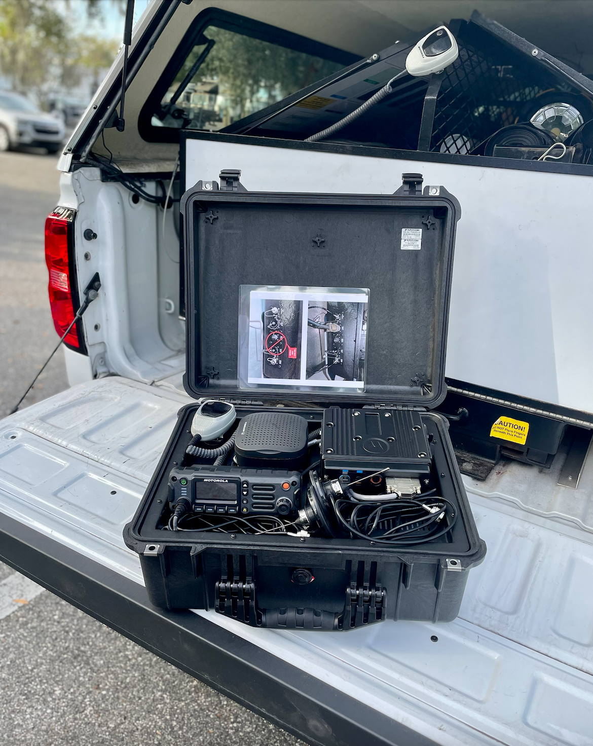 Lakeland Fire Department has deployed a mobile radio repeater, pictured here, in Battalion Chief 1 truck in effort to prevent further radio communication failures. The department has two additional permanent repeater units on order.