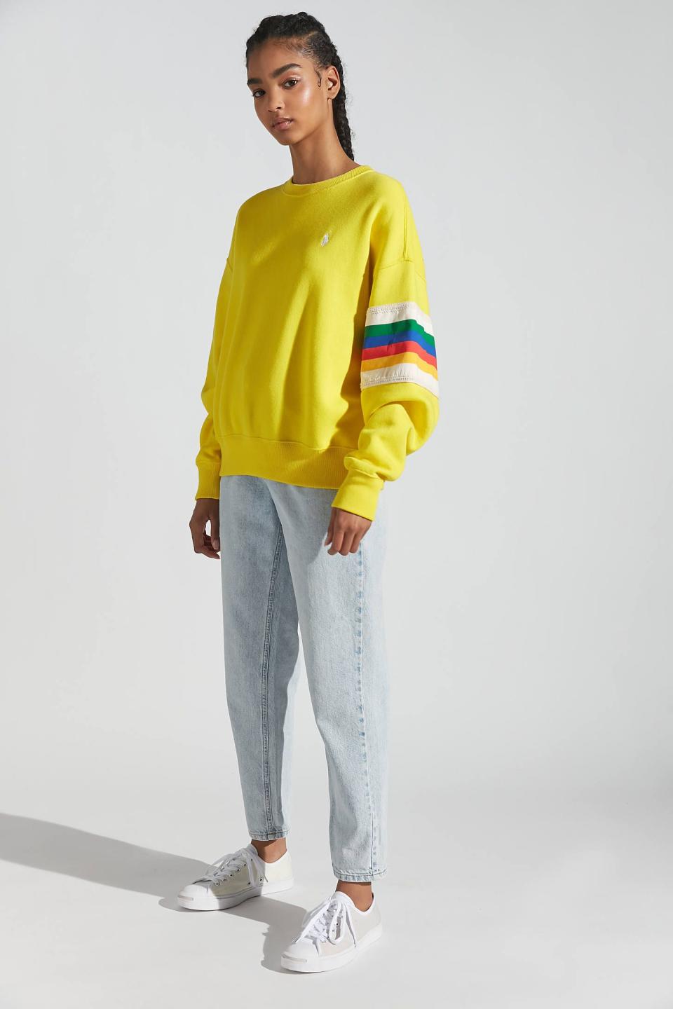 13) Fleece Rainbow Trim Sweatshirt