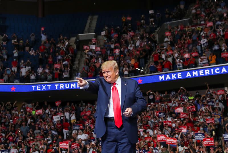 U.S. President Donald Trump holds his first re-election campaign rally in several months in Tulsa, Oklahoma