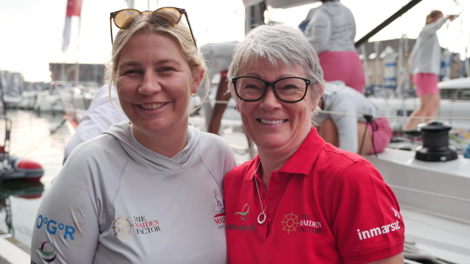 Maiden Skippers (Heather Thomas & Tracy Edwards MBE) ahead of the race