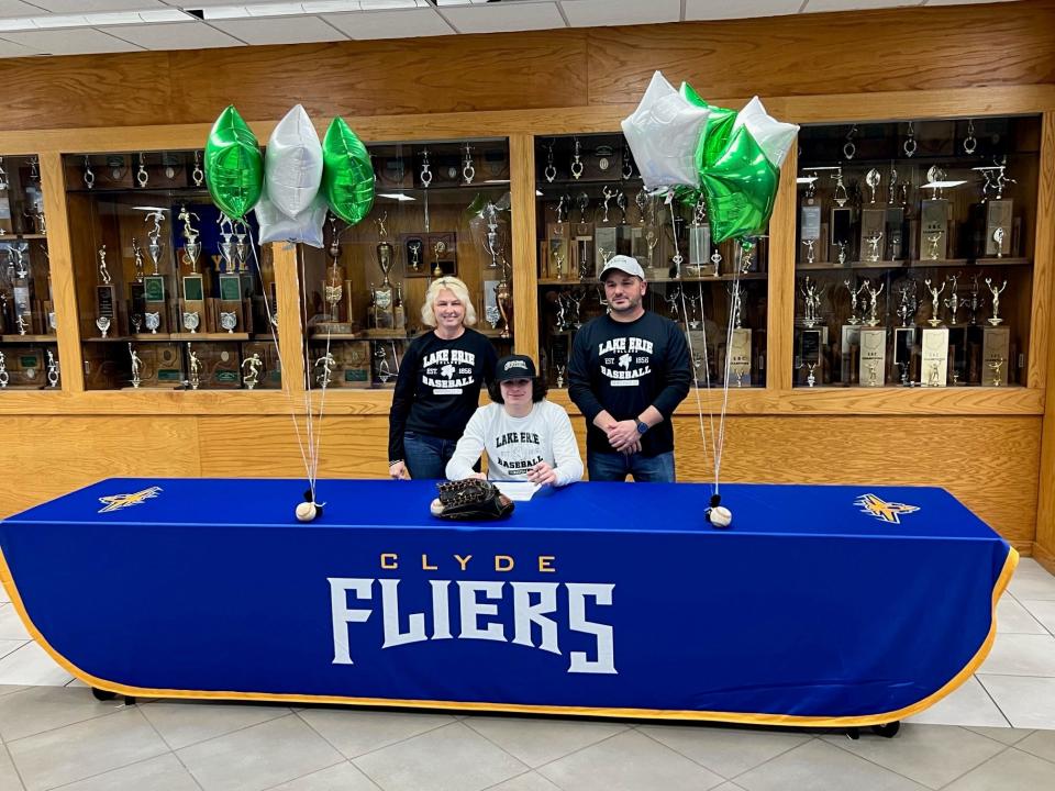 Clyde's Cole Schwochow continues his baseball career at Lake Erie College. He's joined by his parents, Alison and Todd Schwochow.