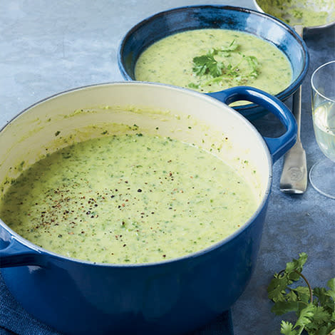 Zucchini Soup with Crème Fraîche and Cilantro