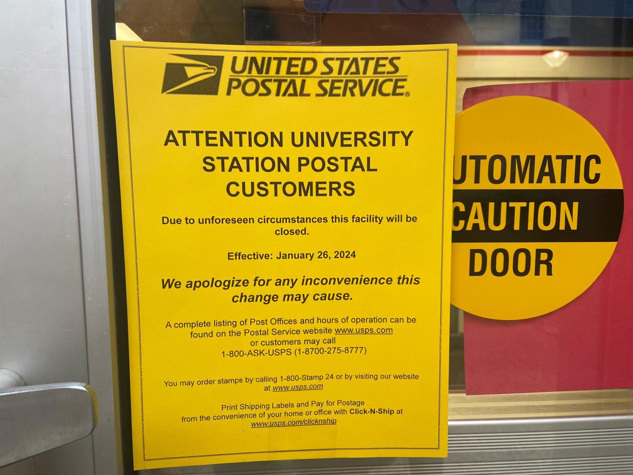 University Station Post Office at UT will close Jan. 26 "due to unforeseen circumstances."
