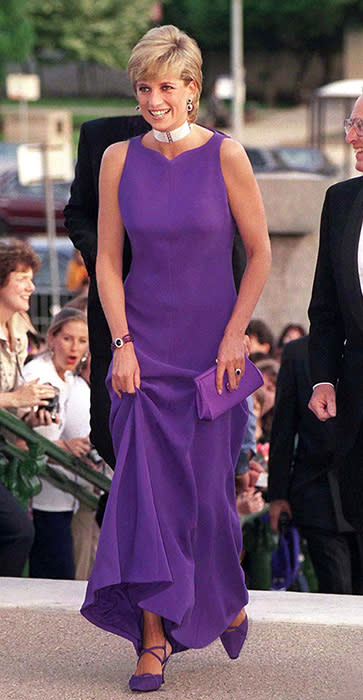 Princess Diana in a purple dress