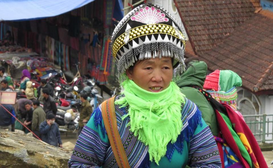 A flower Hmong woman at Bac Ha markets.