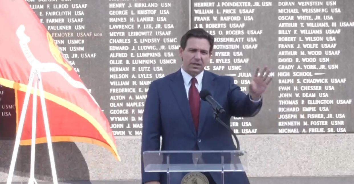 Gov. Ron DeSantis, who recently announced a presidential run, spoke at Jacksonville's 2023 Memorial Day observance.