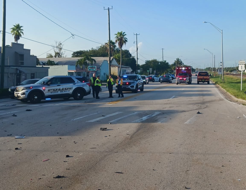 A 37-year-old Sebastian man on a 2006 Suzuki motorcycle died after crashing in an attempt to avoid an impact with a 2007 Dodge Magnum on U.S. 1 at Aviation Boulevard, according to Vero Beach police officials.