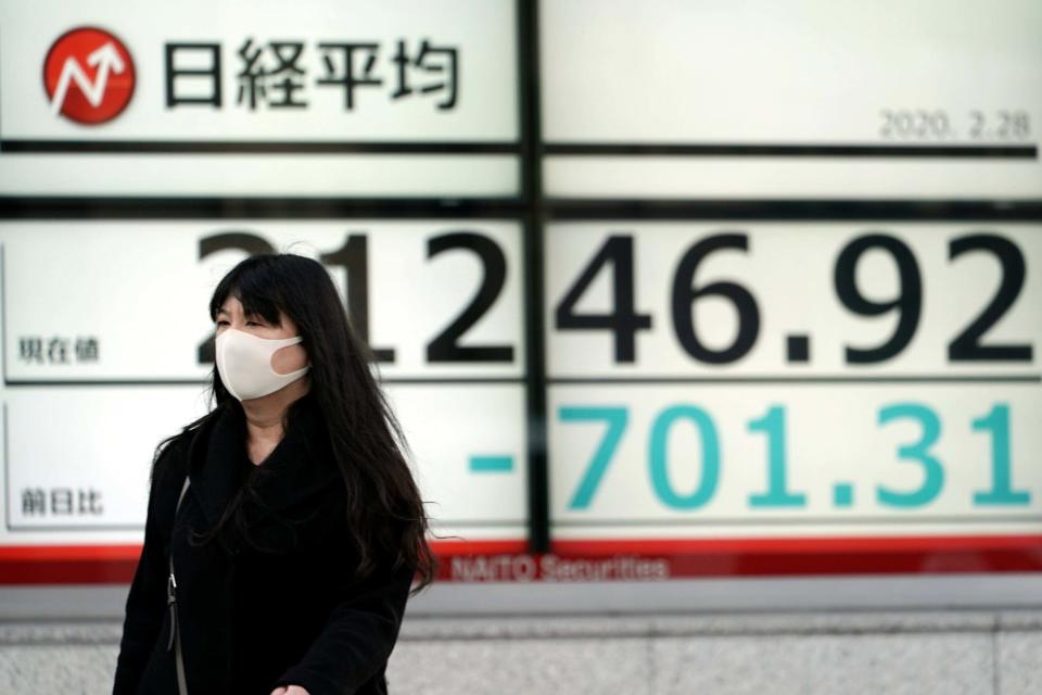 Stock markets worldwide have plunged amid the coronavirus outbreak (AP)