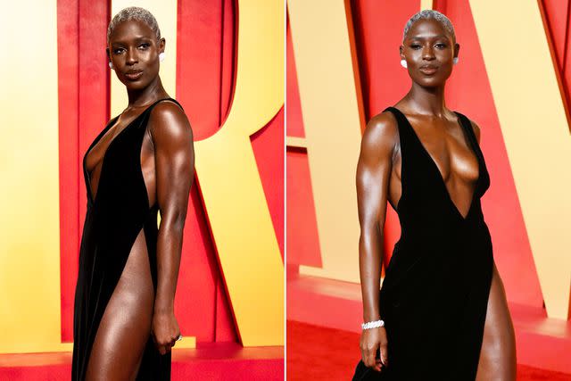 <p>Christopher Polk/Variety via Getty; Karwai Tang/WireImage</p> Jodie Turner-Smith at the 2024 Vanity Fair Oscar Party