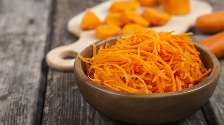 bowl of shredded carrot