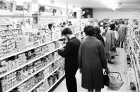 <p>It wasn't <a href="https://blog.cheapism.com/grocery-stores-then-and-now/#slide=16" rel="nofollow noopener" target="_blank" data-ylk="slk:until the '80s;elm:context_link;itc:0;sec:content-canvas" class="link ">until the '80s</a> that people started to expect a variety of items at their grocery store — from flowers and toys to magazines and greeting cards. Before then, shoppers were only purchasing food.</p>