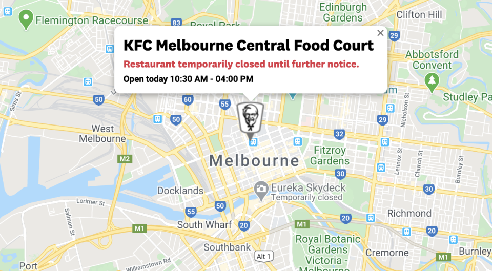 Several KFC stores across Victoria have been closed or had store hours reduced due to a chicken shortage. Source: KFC