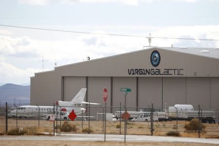 The Virgin Galactic hanger is seen at Mojave airport in Mojave, California November 1, 2014. REUTERS/Lucy Nicholson