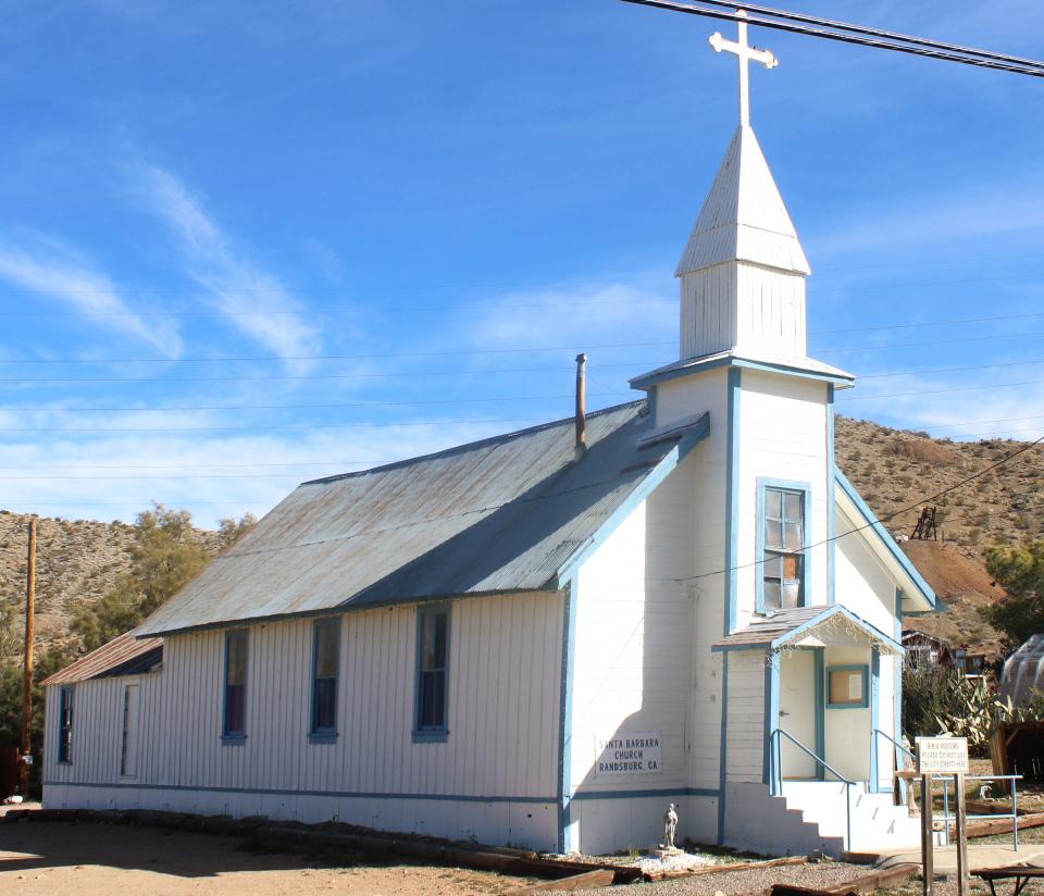 The Santa Barbara church in Randsburg serving the community, as seen on 02/15/24. A perfect backdrop for an old west film or personal selfies.