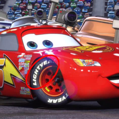 <p>In <em>Cars</em>, Lightning McQueen races on Lightyear tires — a clear reference to Buzz Lightyear. In addition, <a href="https://pixar.fandom.com/wiki/Dinoco" rel="nofollow noopener" target="_blank" data-ylk="slk:Dinoco;elm:context_link;itc:0;sec:content-canvas" class="link ">Dinoco</a>, a gasoline company, is a racing sponsor in <em>Cars</em>, as well as the brand of gas station that the toys are stuck at in <em>Toy Story</em>.</p>