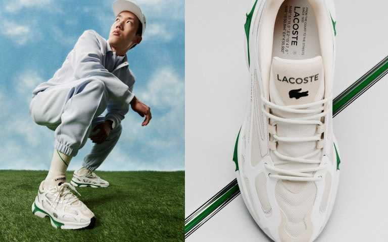 LACOSTE(白x綠)L003 2K24線條網眼運動鞋／4,680元。（圖／品牌提供）