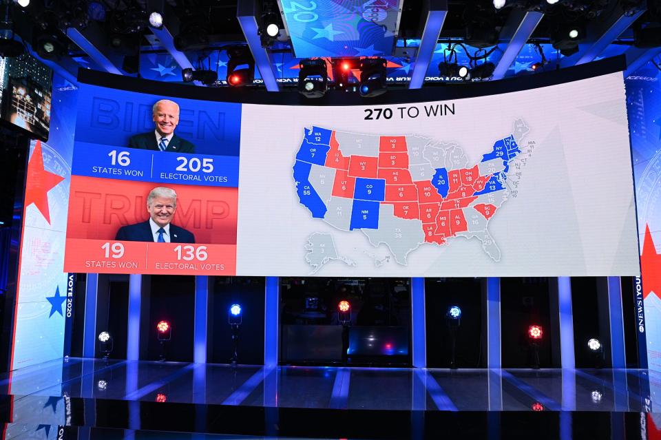 An electoral college map on ABC News