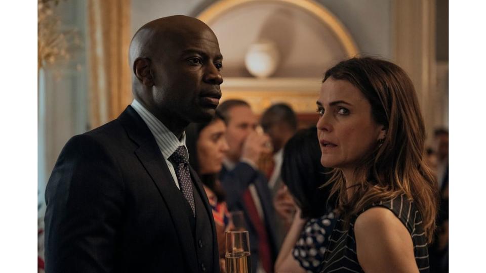 David Gyasi as Austin Dennison and Keri Russell as Kate Wyler