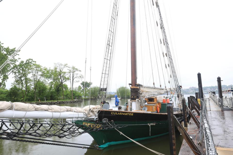 The Sloop Clearwater at anchor in Beacon on May 15, 2024.