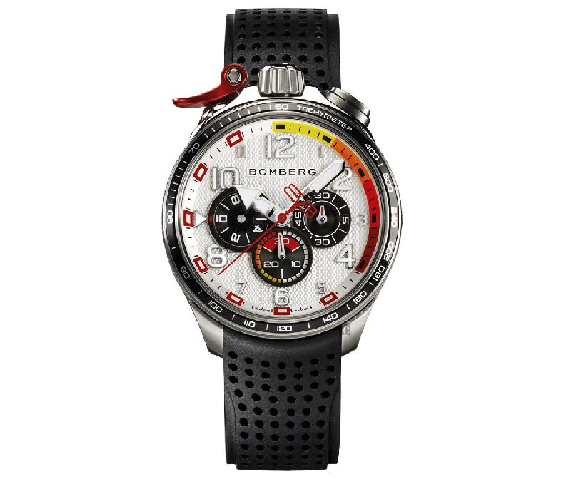 ▲Bomberg炸彈錶 Bolt-68 Racing賽車計時碼錶全鋼白面（BS45CHSP.059-3.10），個性又時尚。（圖片來源：Yahoo購物中心）