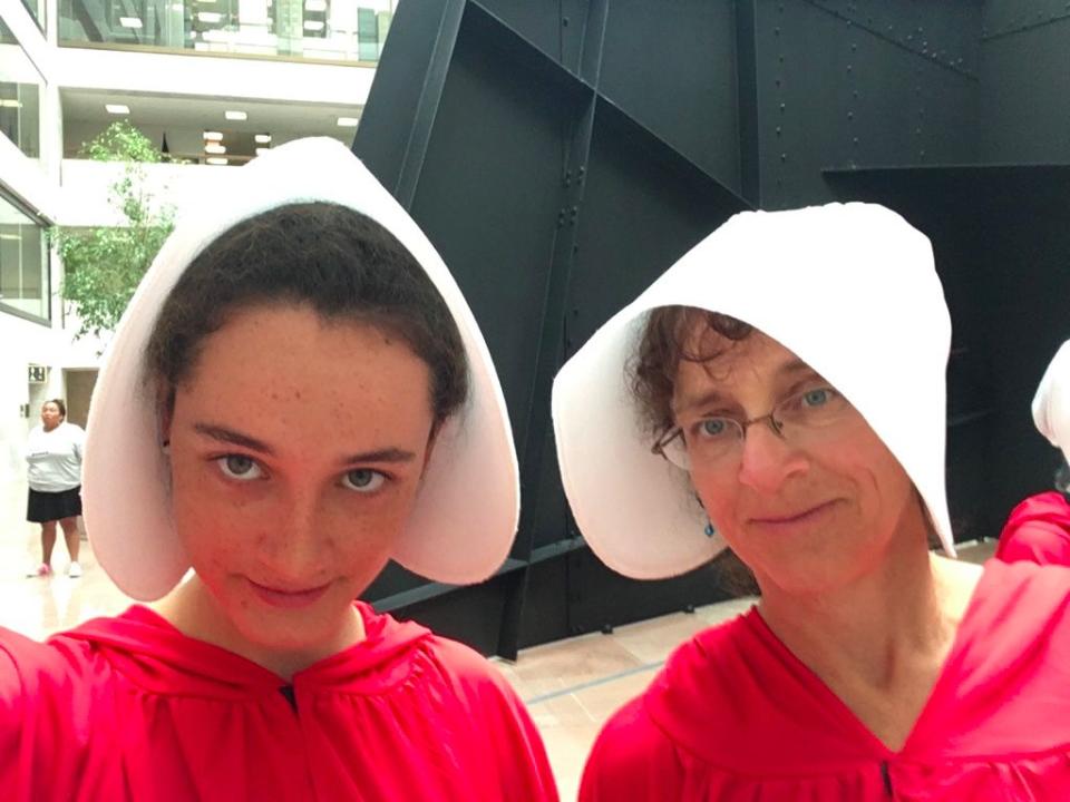 Margot Block (left) and Nadine Bloch (right), dressed as Handmaids. (Photo: Courtesy of Nadine Bloch)