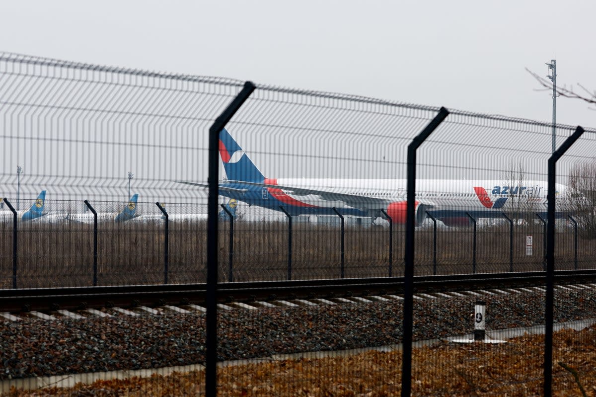 Parked planes are seen at Boryspil International Airport (REUTERS)