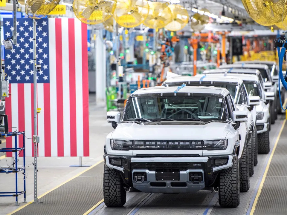 The GMC Hummer EV is pictured at General Motors' &quot;Factory Zero&quot; in Detroit.