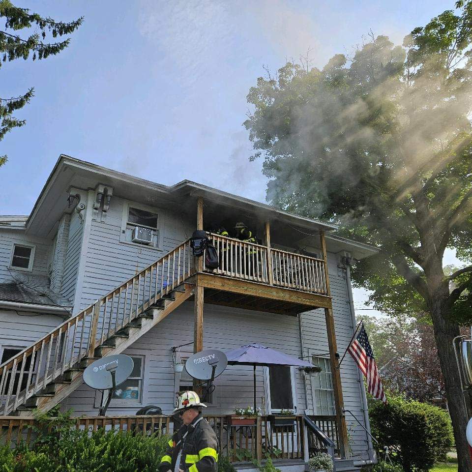 Bath firefighters knocked down a blaze at an apartment building at 101 W. Washington St. Saturday before it could spread throughout the structure.