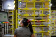 FILE PHOTO: Amazon's JFK8 distribution center in Staten Island, New York City
