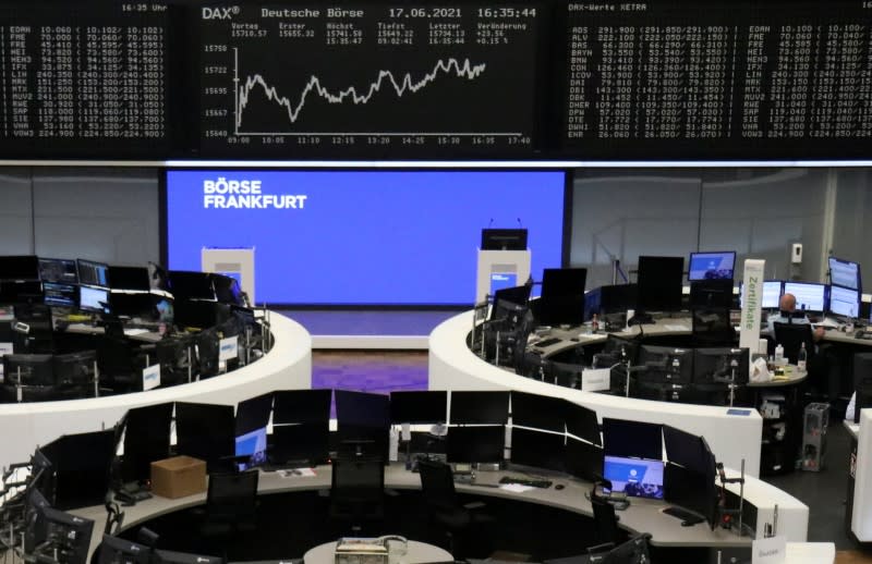 FILE PHOTO: The German share price index DAX graph is pictured at the stock exchange in Frankfurt