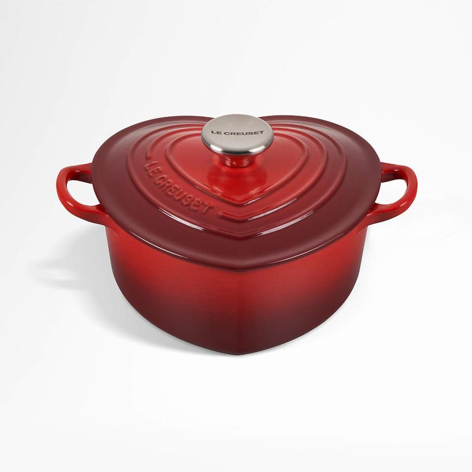 <p><strong>Le Creuset</strong></p><p>Crate & Barrel</p><p><strong>$219.95</strong></p><p><a href="https://go.redirectingat.com?id=74968X1596630&url=https%3A%2F%2Fwww.crateandbarrel.com%2Fle-creuset-2.25-qt.-cerise-red-enameled-cast-iron-heart-dutch-oven%2Fs398106&sref=https%3A%2F%2Fwww.elledecor.com%2Fshopping%2Fhome-accessories%2Fg42535849%2Fluxury-gifts-for-grandma%2F" rel="nofollow noopener" target="_blank" data-ylk="slk:Shop Now" class="link ">Shop Now</a></p><p>Perfect for soufflés and potpies (just remember to volunteer to do the dishes).<br></p>