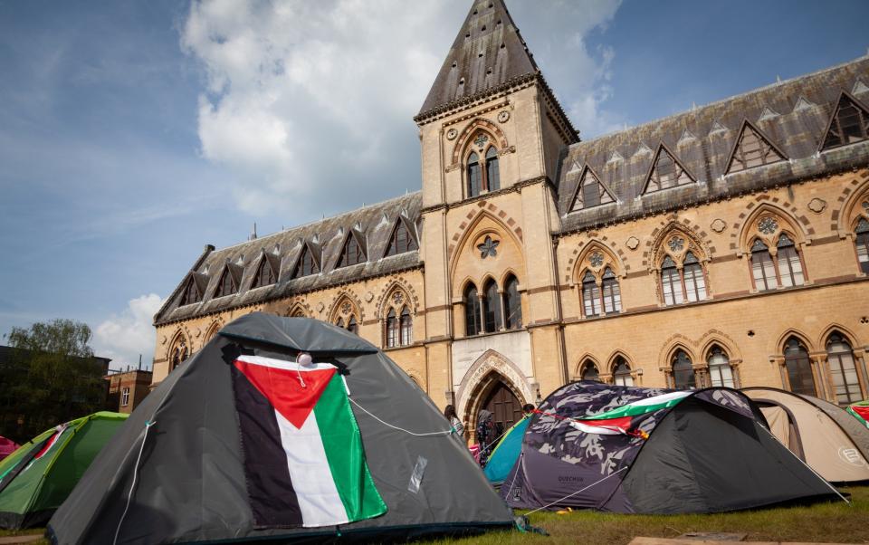 A tent camp protesting against the war in Gaza in Oxford