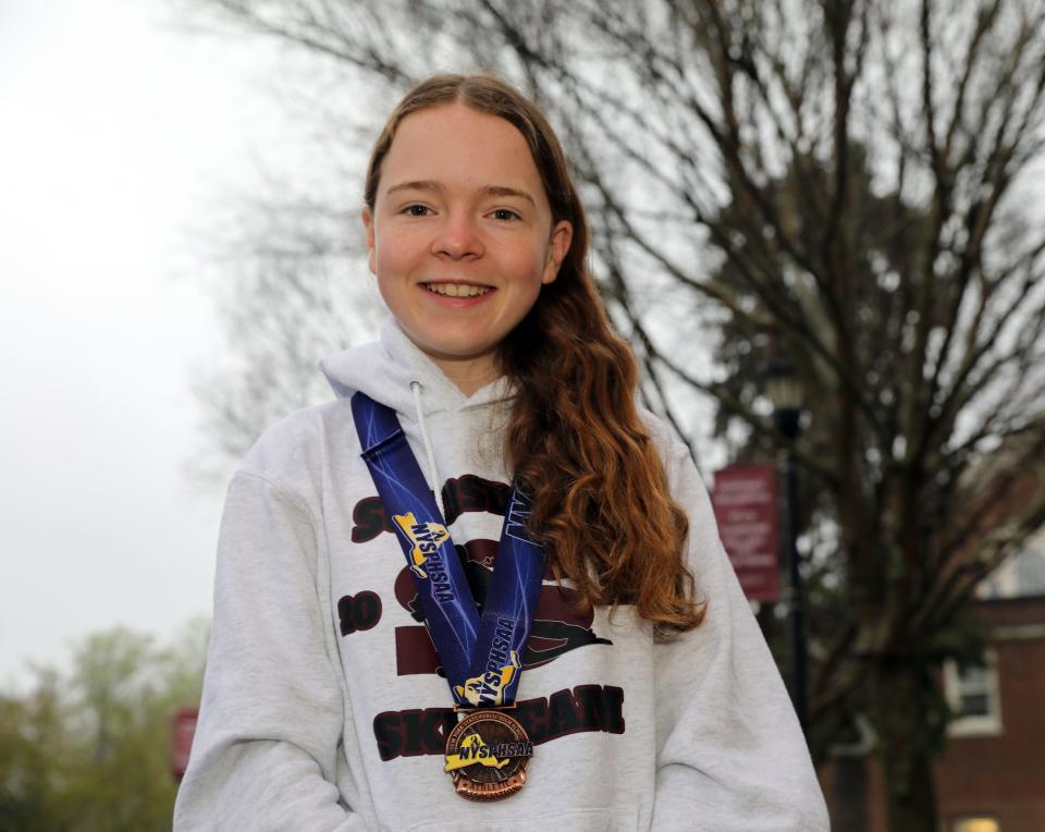 Sophomore Stella Van Ardsdale, The Journal News/lohud Westchester/Putnam Girls Skier of the Year, at Scarsdale High School April 18, 2024.