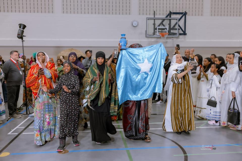 Members of Calgary's Somali community show off their fashion during a parade of cultures fashion show at the Genesis Centre Saturday. 