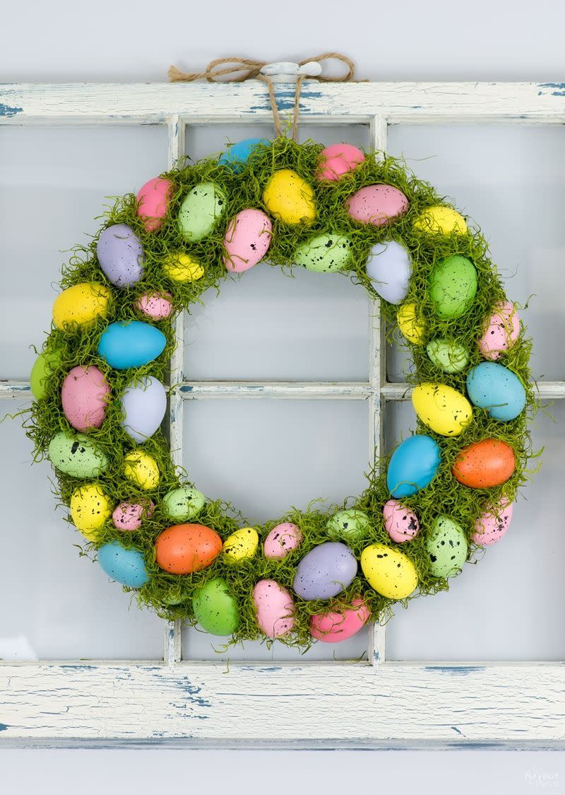 egg and moss easter wreath