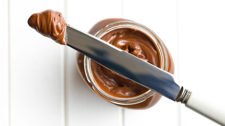 jar of Nutella with knife