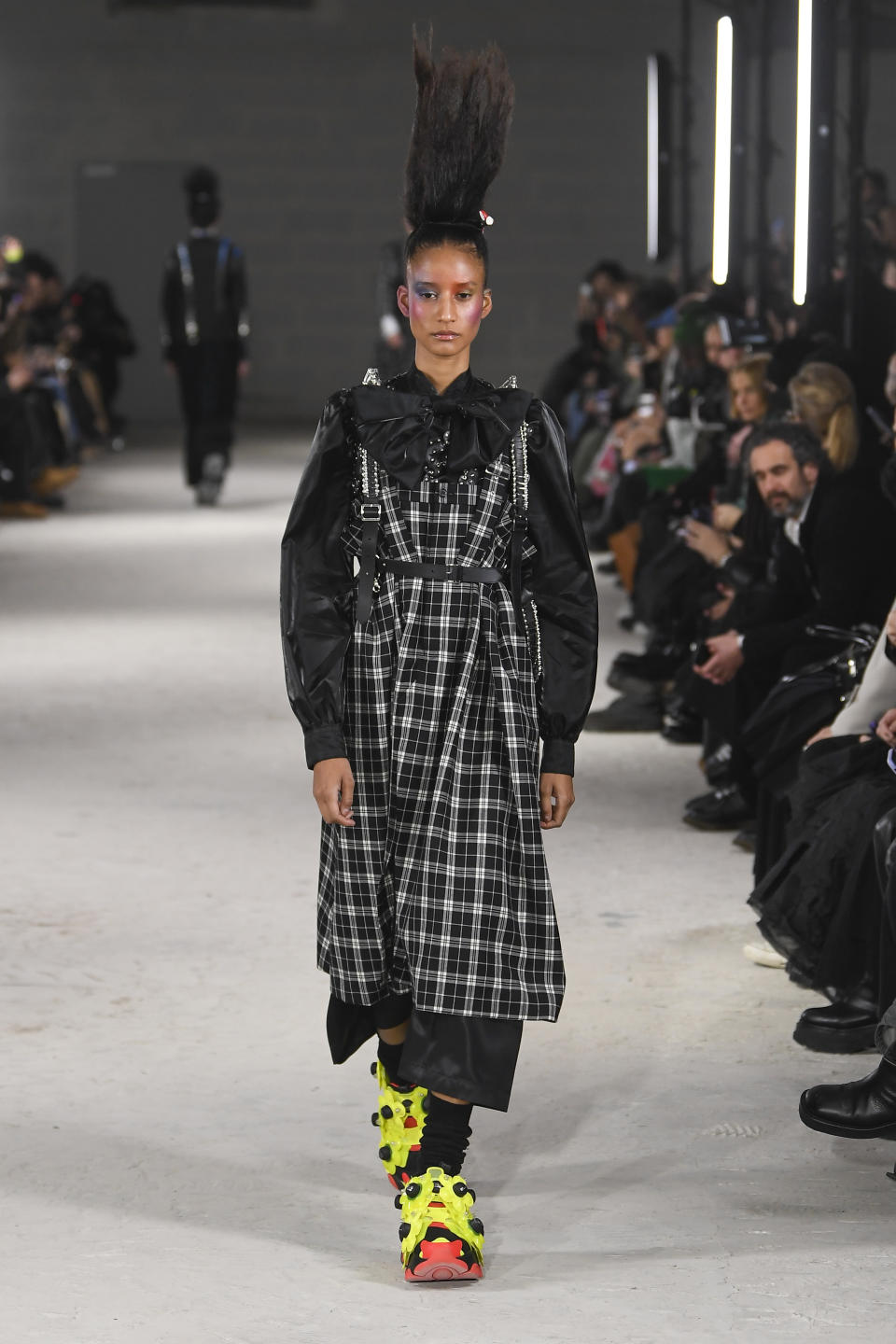 Model on the runway at Noir Kei Ninomiya RTW Fall 2024 as part of Paris Ready to Wear Fashion Week held on March 2, 2024 in Paris, France. (Photo by Giovanni Giannoni/WWD via Getty Images)