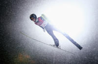 <p>Katharina Althaus of Germany makes a jump during the Ladies’ Normal Hill Individual Ski Jumping Final on day three of the PyeongChang 2018 Winter Olympic Games at Alpensia Ski Jumping Centre on February 12, 2018 in Pyeongchang-gun, South Korea. (Photo by Lars Baron/Getty Images) </p>