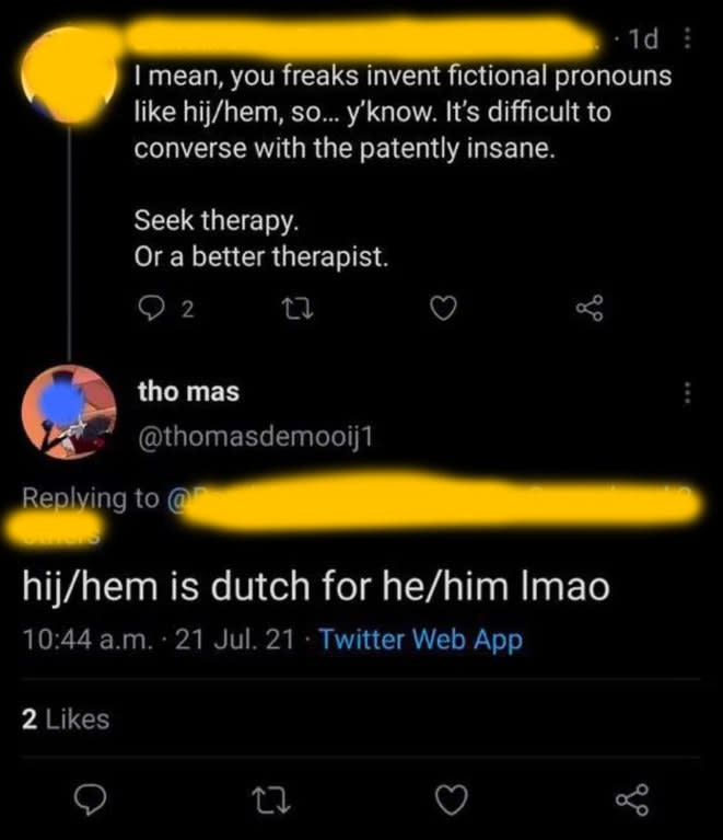 person who doesn't understand pronouns