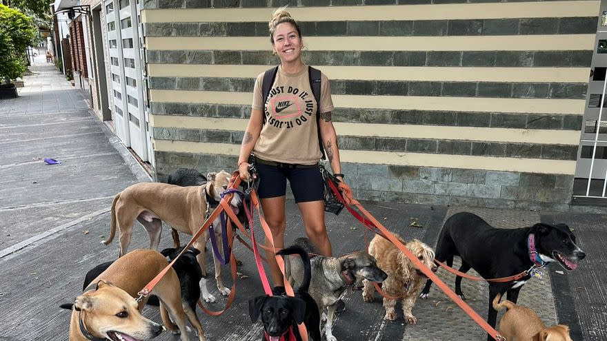 Desde la pandemia Carolina pasea unos 30 perros por día